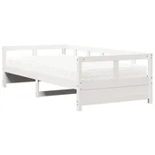 Vidaxl Dnevna postelja z vzmetnico bela 90x200 cm trdna borovina