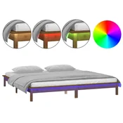 Vidaxl LED posteljni okvir medeno rjav 200x200 cm trden les