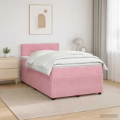 vidaXL Postelja boxspring z vzmetnico Roza 120 x 200 cm Žamet