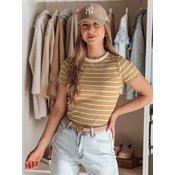 T-shirt damskie basic w paski LINESS kamelowy Dstreet