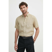 Lanena košulja Gant boja: bež, regular, s button-down ovratnikom