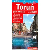 shumee Toruń +6. Brodnica, Chełmża, Ciechocinek, Inowrocław, Lubicz, Łysomice. Zemljevid / načrt mesta. Izdaja 2024/2025. Demart