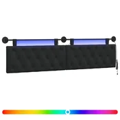 Vidaxl Viseče vzglavje postelje Z LED svetlobo Črna Blago