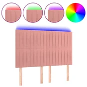 Vidaxl LED posteljno vzglavje roza 144x5x118/128 cm žamet