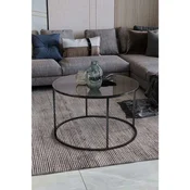 Hanah Home Royal klub sto O 75 cm, crna / dimljeno staklo