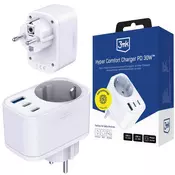 3MK Bela, omrežna polnilnica za hitro polnjenje, za do 4 naprave 3mk Hyper Comfort Charger GaN PD 30W