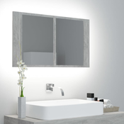 Vidaxl LED kopalniška omarica z ogledalom betonsko siva 80x12x45 cm