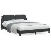 shumee vidaXL Posteljni okvir z vzglavjem črne barve 160x200 cm umetno usnje