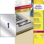 Avery Zweckform Etikete zweckform l6013 210x297mm 1/8 srebrna