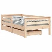 Vidaxl Otroški posteljni okvir s predali 70x140 cm trdna borovina