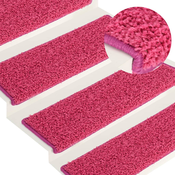 Prostirke za stepenice 15 kom 65x21x4 cm roze pravokutni rub
