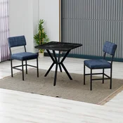 HANAH HOME Set Trpezarijski sto i 2 stolice Dubai Navy Blue Black