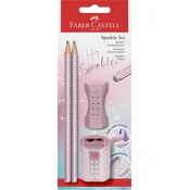 Faber-Castell Komplet svinčnik b faber-castell+radirka+šilček sparkle cosmic bc rose