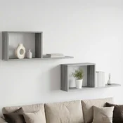 Lebdeče police 2 kos Siva Sonoma 80 x 15 x 30 cm Inženirski les