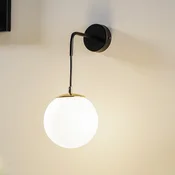 EMIBIG LIGHTING Stenna svetilka Ognis K1 s kroglastim senčnikom, črna/zlata - Dnevna soba/jedilnica - Sodobni - črna, bela, zlata - Kovina