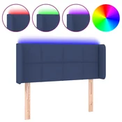 Vidaxl LED posteljno vzglavje modro 93x16x78/88 cm blago