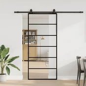 Drsna vrata z opremo črna 90x205 cm ESG steklo