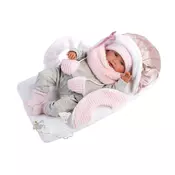 Llorens 74004 NEW BORN - realistična punčka z zvokom in ohišjem iz mehke tkanine 42 cm