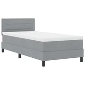 Vidaxl Postelja z vzmetnico z vzmetnico Svetlo siva 90 x 200 cm blago
