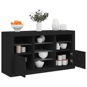 Greatstore Komoda z LED lučkami črna 123x37x67 cm