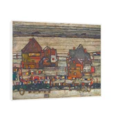 Canvas Slika na platnu Houses With Laundry, Egon Schiele, Sa ramom, 50 x 40 cm, Beli