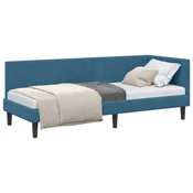 Vidaxl Kotna postelja z vzglavjem Modra 80 cm x 200 cm Žamet