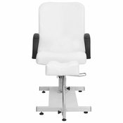 shumee Masažni fotelj z naslonom za noge, bel, 127x60x98 cm, eko usnje