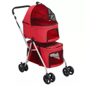 Vidaxl vidaXL Dvonadstropni zložljivi pasji voziček rdeč 83x48x97 cm