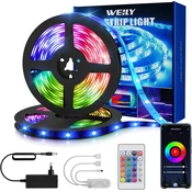 WEILY LED trak 15m, Smart RGB Alexa, daljinski upravljalnik, časovnik