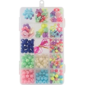 Pisane plastične perle z vrvico 24 kom v škatli
