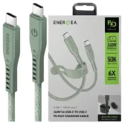 Energea ENERGEA PRETOČNI KABEL USB-C NA USB-C 1,5M 240W 5A PD FAST CHARGE ZELEN, (21980616)
