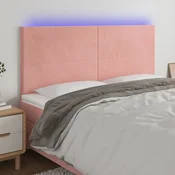 LED uzglavlje ružicasto 160x5x118/128 cm baršunasto