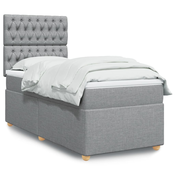 Box spring postelja z vzmetnico svetlo siva 80x200 cm blago