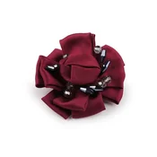 Broška satenast cvet s kristali O7 cm - bordo (6 kosov)