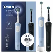 Električna zobna ščetka Oral-B Vitality Pro, dvojno pakiranje (črna/modra)