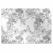 Decormat Podloga za pisarniški stol Črno -bele cvetove 140x100 cm 15 cm