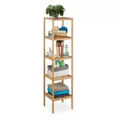 Northix Bambusov kopalniški regal 5 polic 140x35x30 cm naravni