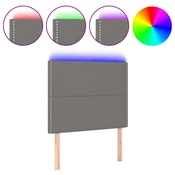 Vidaxl LED posteljno vzglavje temno sivo 100x5x118/128 cm blago