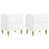 vidaXL Nočna omarica 2 pcs Bela visok sijaj 43 x 34,5 x 48 cm