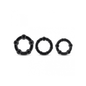 Stay Hard Beaded Set prstenova za penis, 2cm, 3 komada, Crni