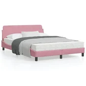 shumee vidaXL Posteljni okvir z vzglavjem brez vzmetnice roza 140x190 cm žamet