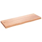 Vidaxl Stenska polica svetlo rjava 80x30x(2-4) cm trdna hrastovina