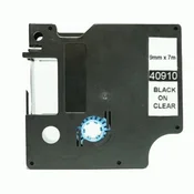 DYMO Dymo D1 40910 združljiv trak - 9 mm x 7 metrov črn/prozoren S0720670, (21406030)