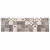 vidaXL Kuhinjska preproga Siva mozaik 300 x 60 cm 100% poliamid Pralna