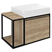 SKARA Vanity enota 80x49,5x46,5cm, črna mat/ hrast Alabama - Rjava - Aluminij - 80x49,5x46,5 cm - Sapho - SKARA - 24 - 800 - 495 - 465 - 14