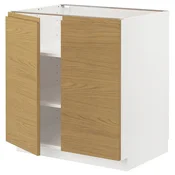 METOD Podni element s policama/2 vrata, bela/Voxtorp im. hrastovine, 80x60 cm