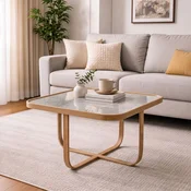 Hanah Home klub sto Hisar 90, 90 cm, hrast / sivi / mermer