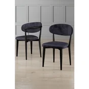 Hanah Home set trpezarijskih stolica Onex 2 kom, antracit bukle tkanina, crne drvene noge
