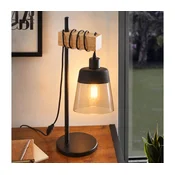 BRILAGI - Namizna svetilka WOOD GLASS 1xE27/40W/230V rjava/črna/dimna bež