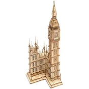 Robotime Rolife Osvetljena 3D lesena sestavljanka Big Ben 220 kosov
